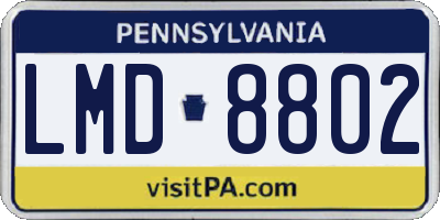 PA license plate LMD8802