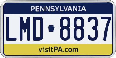 PA license plate LMD8837
