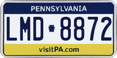 PA license plate LMD8872