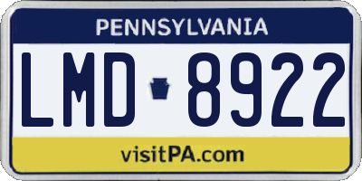 PA license plate LMD8922