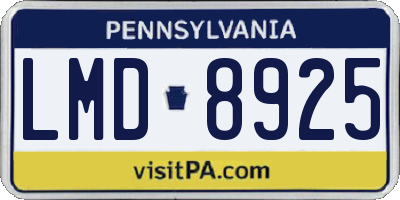 PA license plate LMD8925