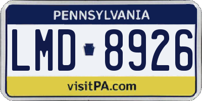 PA license plate LMD8926