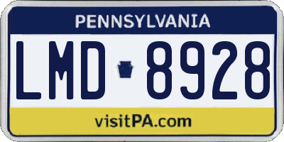 PA license plate LMD8928
