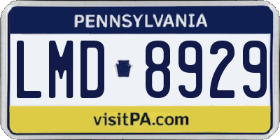 PA license plate LMD8929