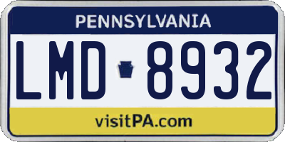 PA license plate LMD8932