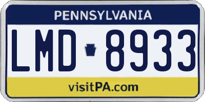 PA license plate LMD8933
