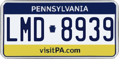 PA license plate LMD8939