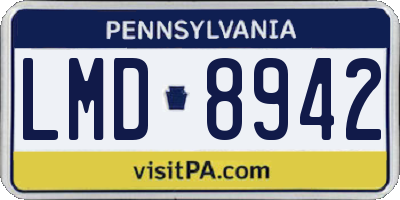 PA license plate LMD8942