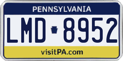 PA license plate LMD8952