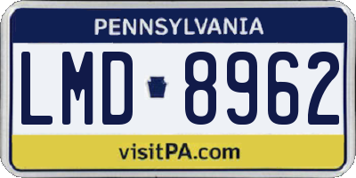 PA license plate LMD8962