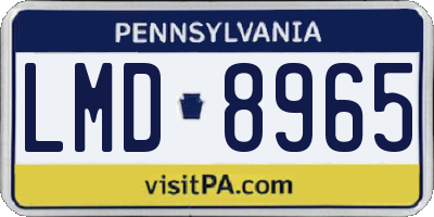 PA license plate LMD8965