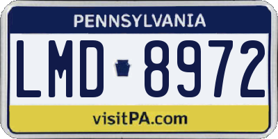PA license plate LMD8972