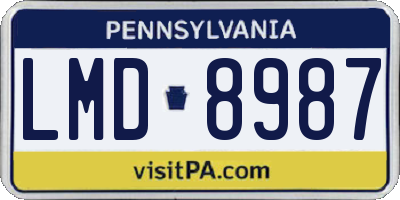 PA license plate LMD8987