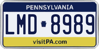 PA license plate LMD8989