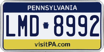 PA license plate LMD8992