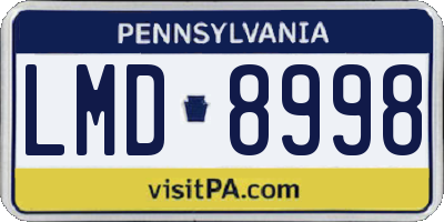 PA license plate LMD8998