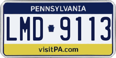 PA license plate LMD9113