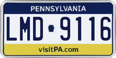 PA license plate LMD9116