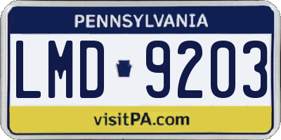 PA license plate LMD9203