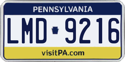PA license plate LMD9216
