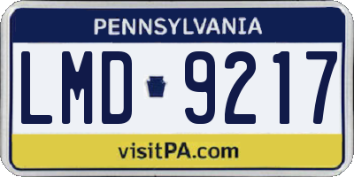 PA license plate LMD9217