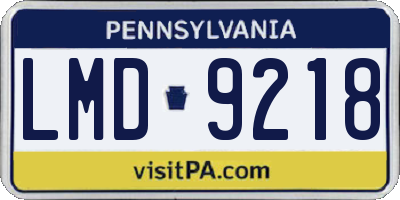 PA license plate LMD9218