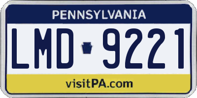 PA license plate LMD9221