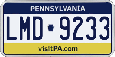 PA license plate LMD9233