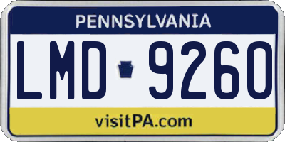 PA license plate LMD9260