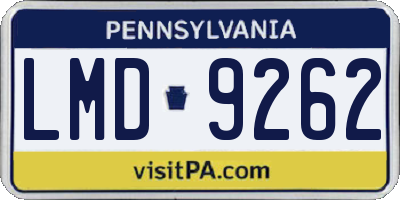 PA license plate LMD9262