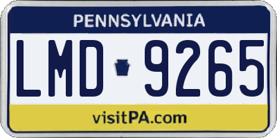 PA license plate LMD9265