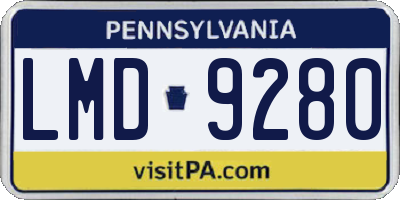 PA license plate LMD9280