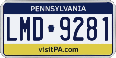 PA license plate LMD9281