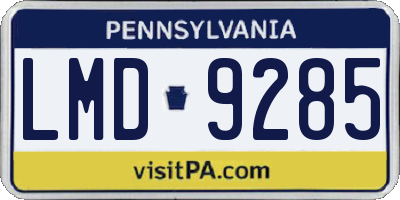 PA license plate LMD9285
