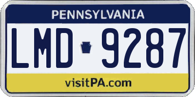 PA license plate LMD9287