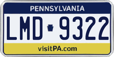 PA license plate LMD9322