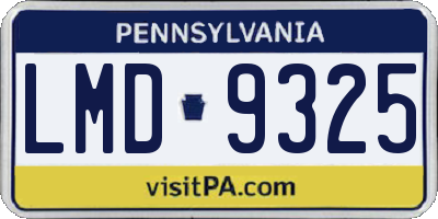 PA license plate LMD9325