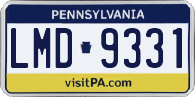 PA license plate LMD9331