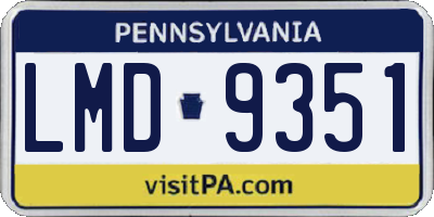 PA license plate LMD9351