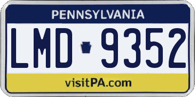 PA license plate LMD9352