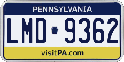 PA license plate LMD9362
