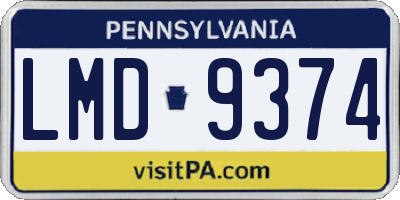 PA license plate LMD9374