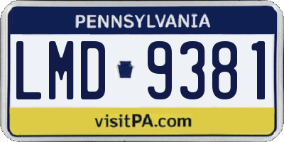 PA license plate LMD9381