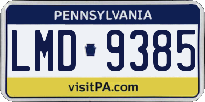 PA license plate LMD9385