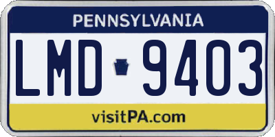 PA license plate LMD9403