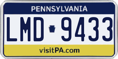 PA license plate LMD9433