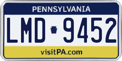 PA license plate LMD9452