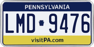 PA license plate LMD9476