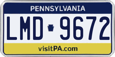 PA license plate LMD9672