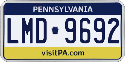 PA license plate LMD9692